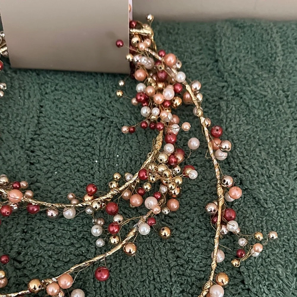 34th & Pine Holiday Christmas Tree Garland Gold Peach Berry NEW!